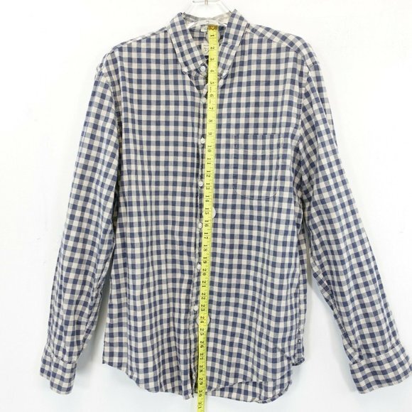 J Crew Shirt Mens Large Cotton Casual Button Up Check Blue Dress Classic - Picture 6 of 9